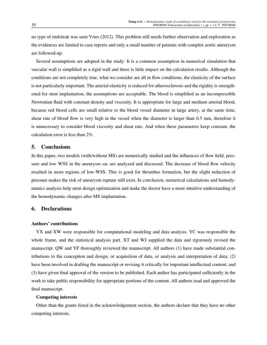Example of INFORMS Transactions on Education format