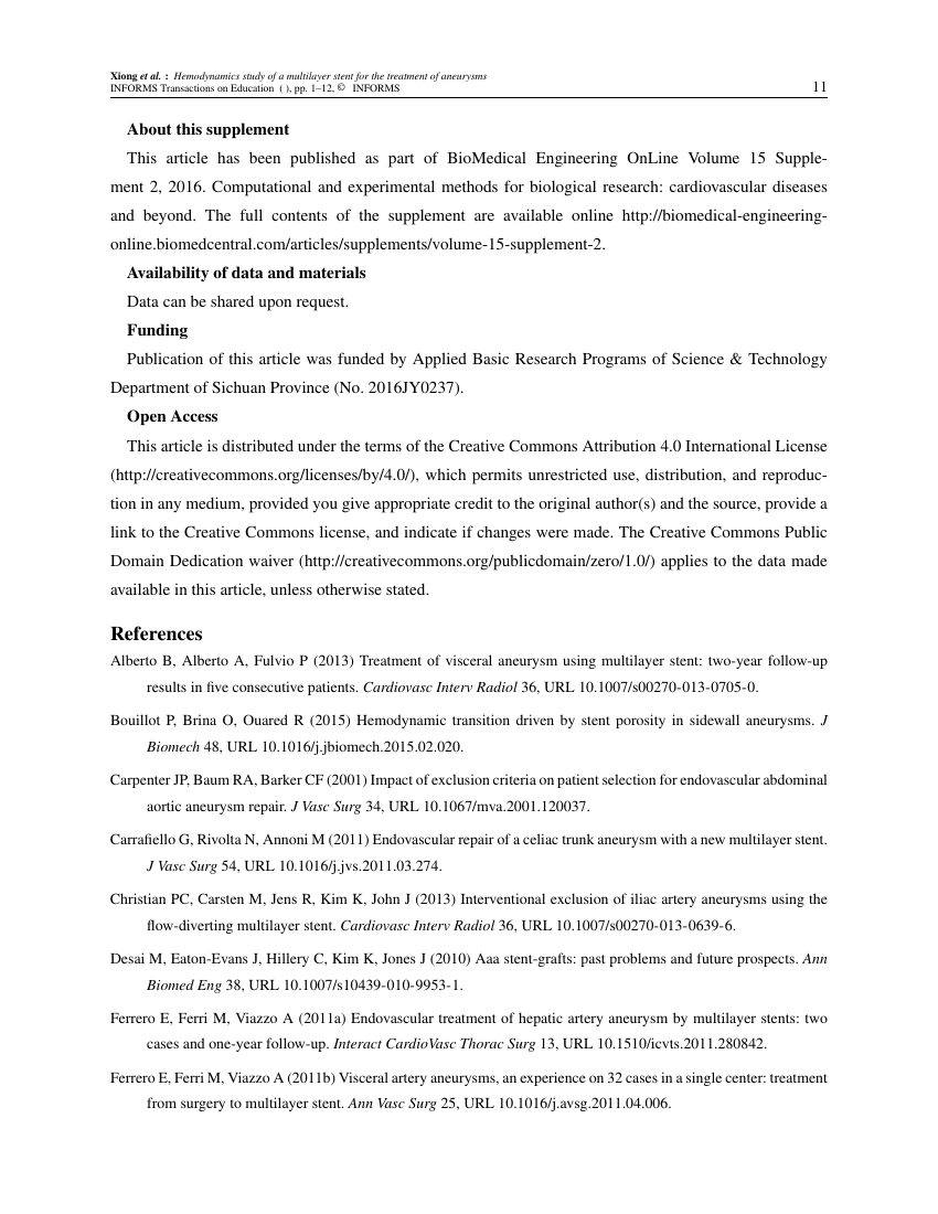 Example of INFORMS Transactions on Education format