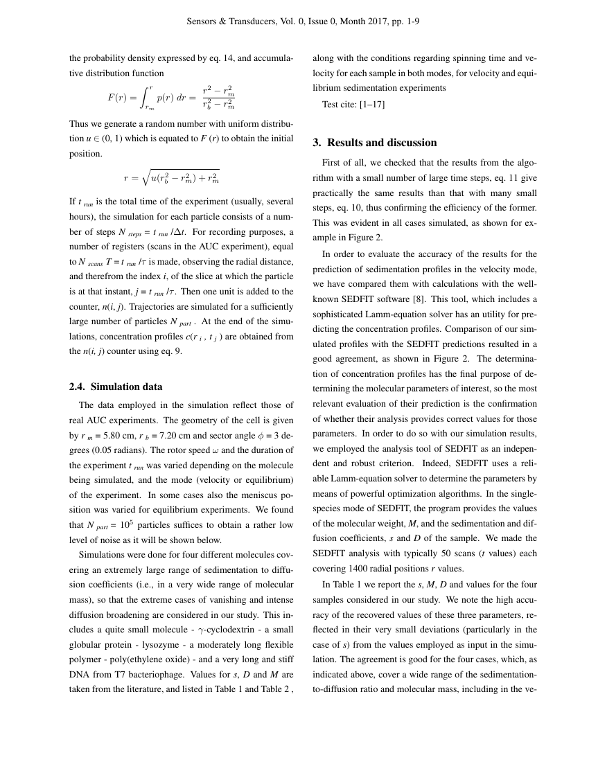Sensors & Transducers Journal Template International Frequency Sensor