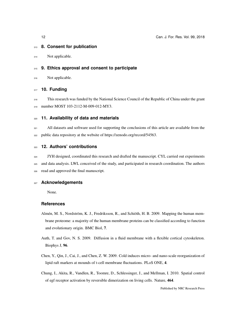 Example of Canadian Journal of Forest Research format
