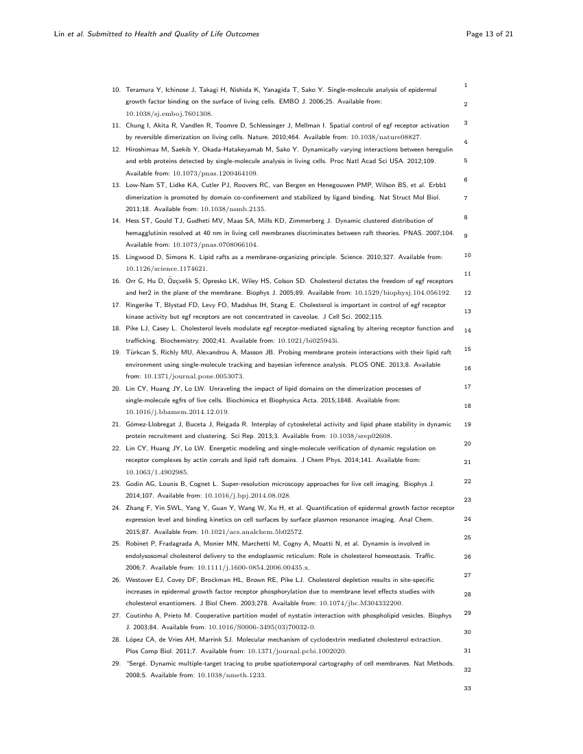 Example of Health and Quality of Life Outcomes - review format