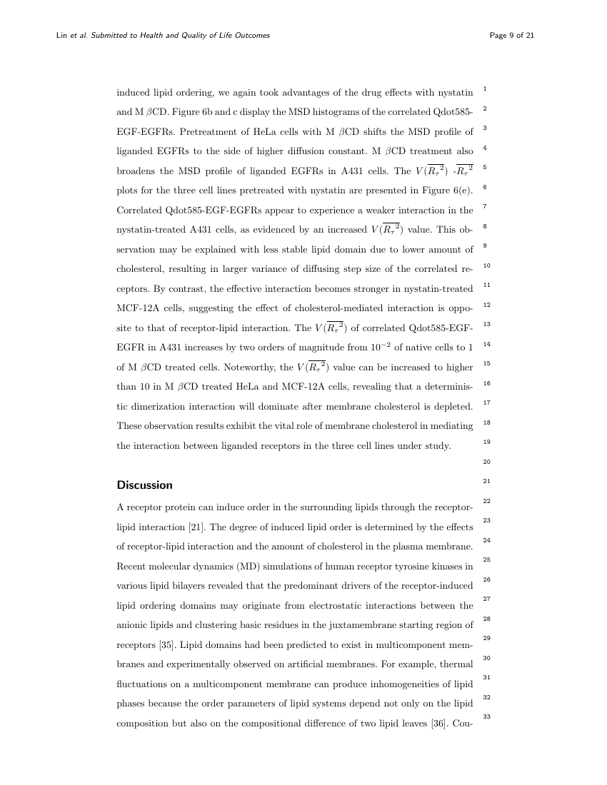 Example of Health and Quality of Life Outcomes - review format