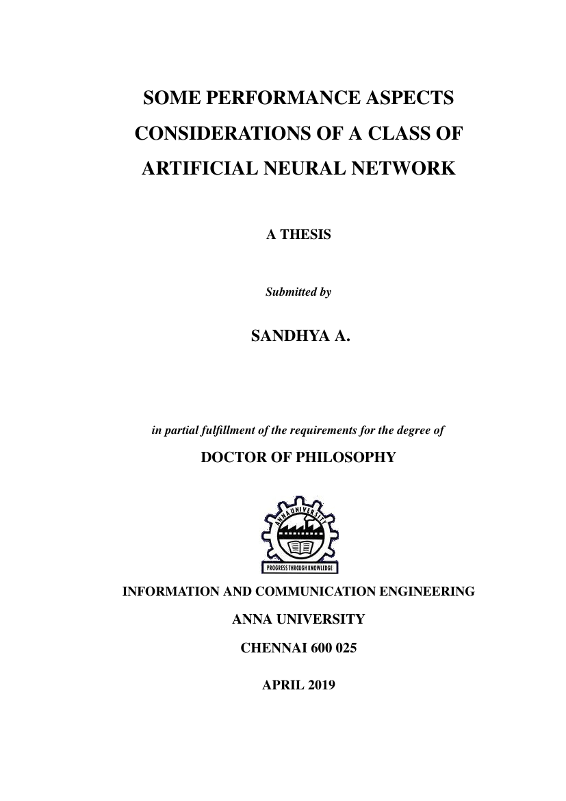 Example of AU Thesis Format for Anna University format