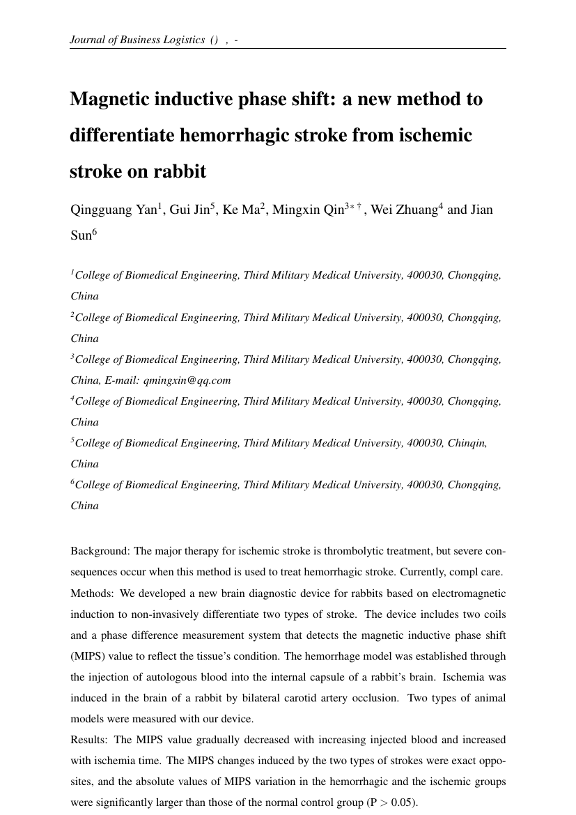 Example of Journal of Business Logistics format