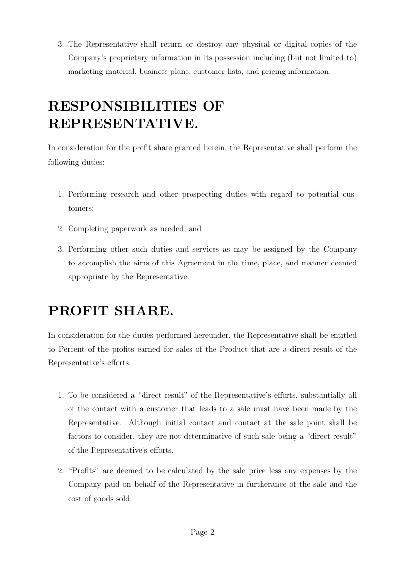 Profit Share Agreement Template