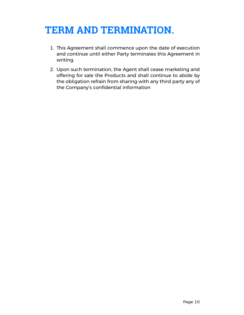 Example of Agency Agreement Template format