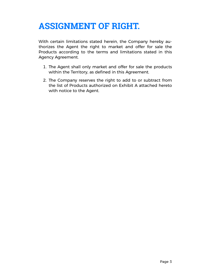 Example of Agency Agreement Template format