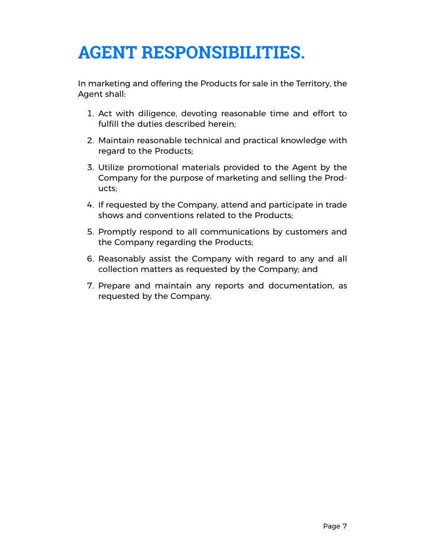 Example of Agency Agreement Template format