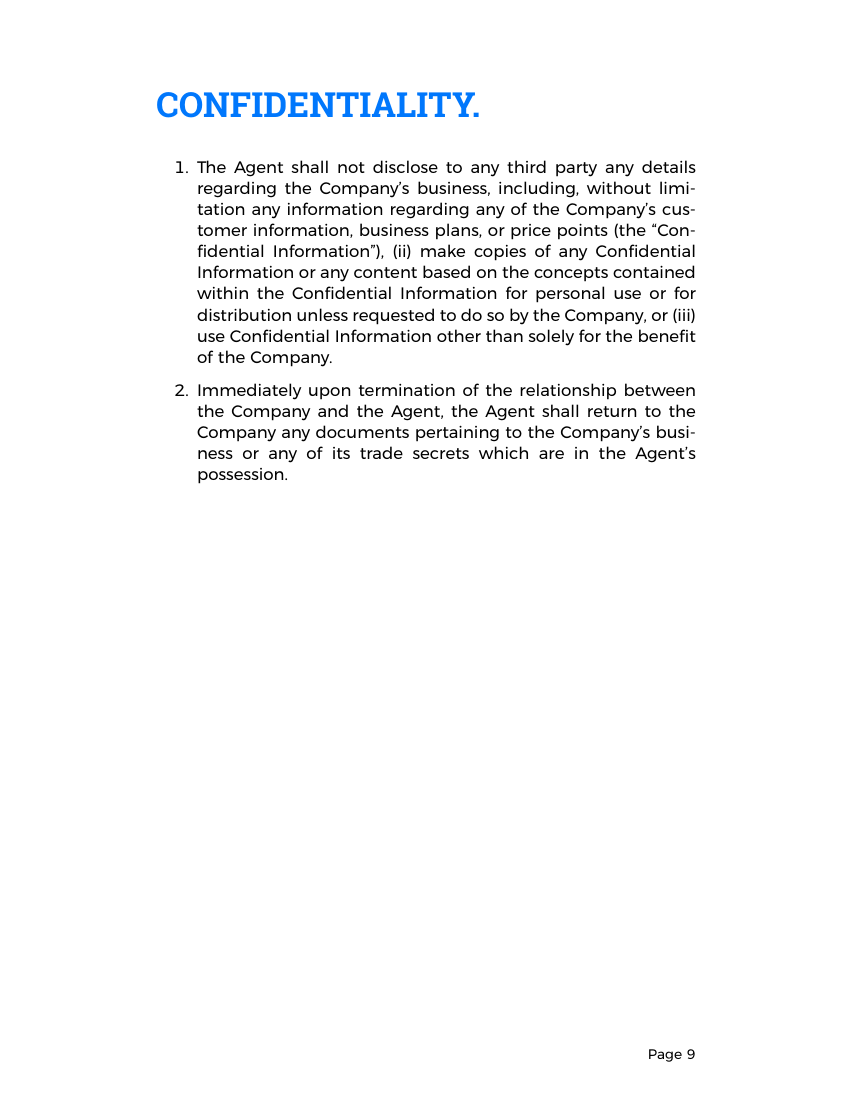 Example of Agency Agreement Template format