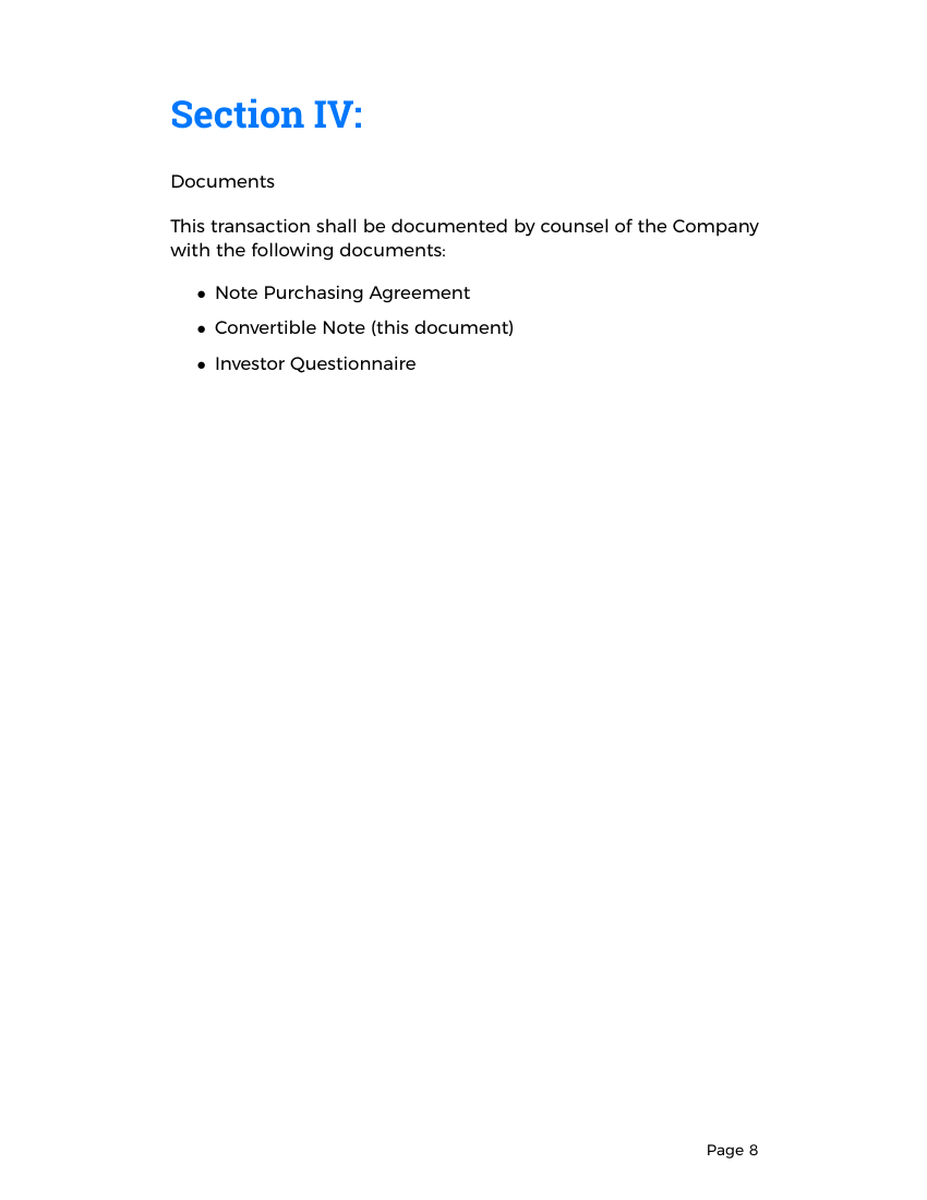 Example of Convertible Note Agreement Template format