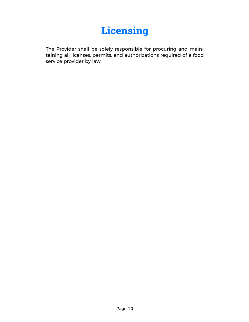 Example of Food Service Contract Template format