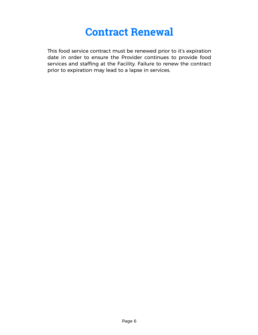 Example of Food Service Contract Template format