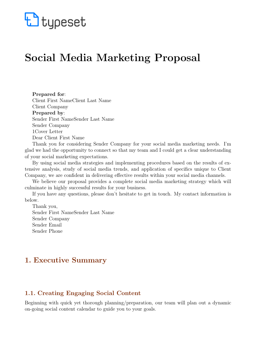 Social Media Marketing Proposal Template Proposals