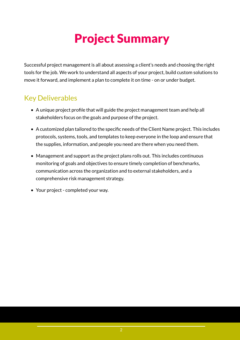 Agency Project Management Services Template - Proposals