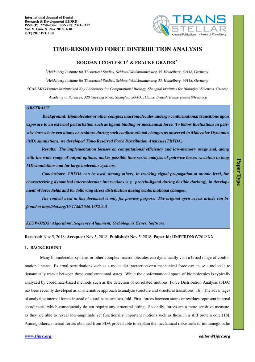International Journal of Dental Research & Development (IJDRD) Template