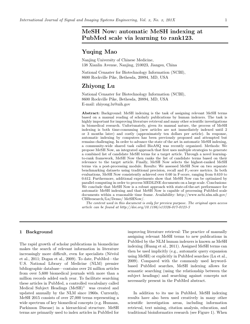 Example of International Journal of Signal and Imaging Systems Engineering format