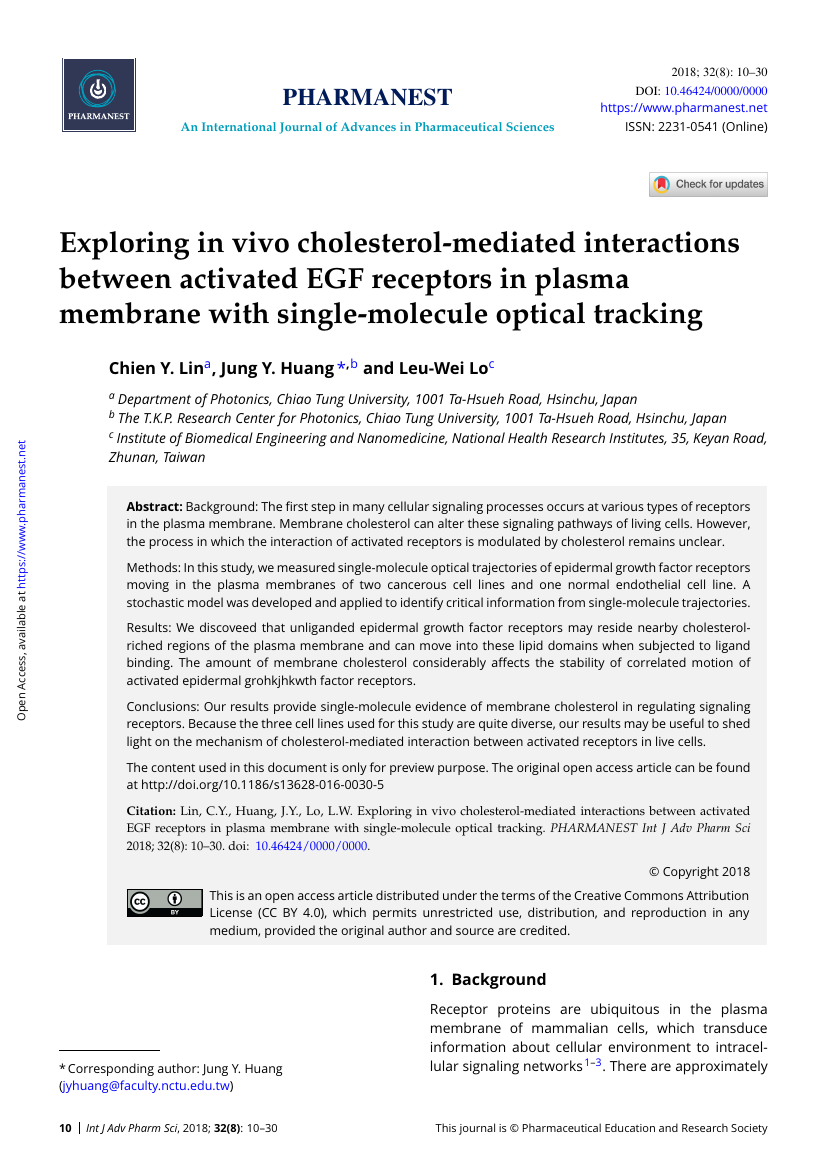 Example of An International Journal of Advances in Pharmaceutical Sciences format