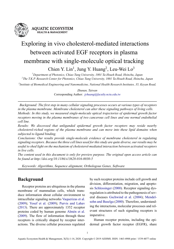 Aquatic Ecosystem Health & Management Template Michigan State