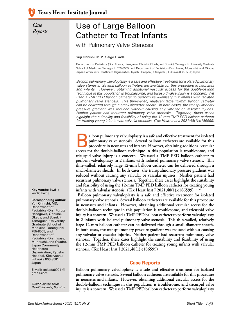 Texas Heart Institute Journal Template Texas Heart Institute