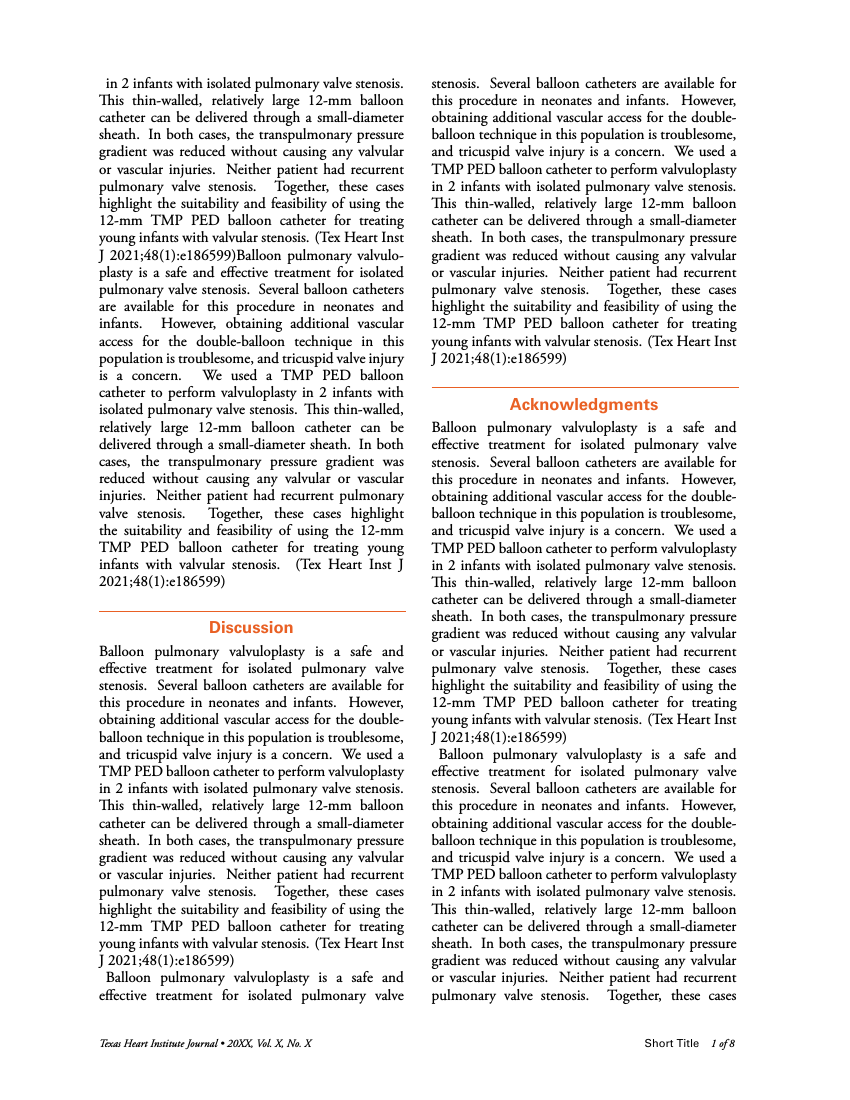 Texas Heart Institute Journal Template Texas Heart Institute