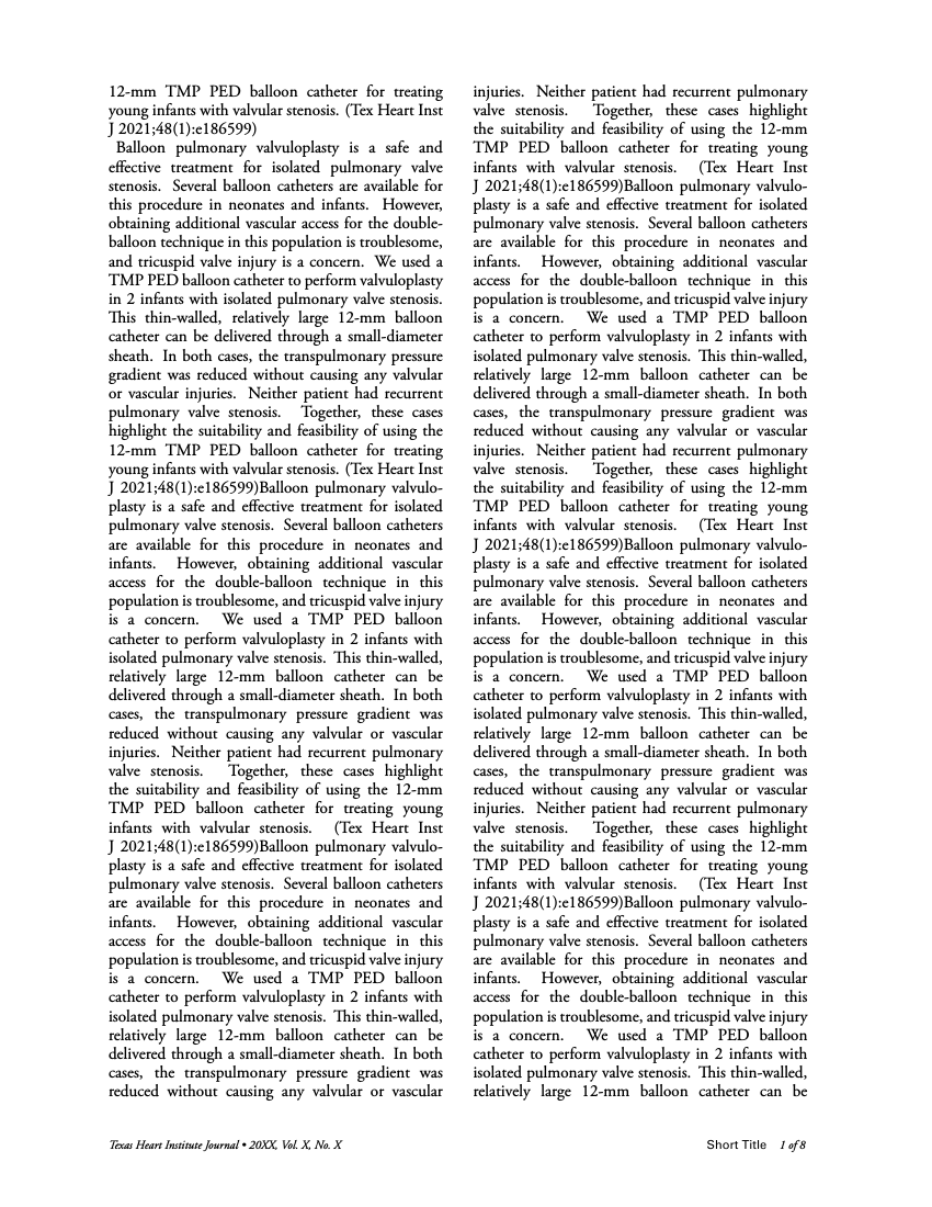 Texas Heart Institute Journal Template Texas Heart Institute