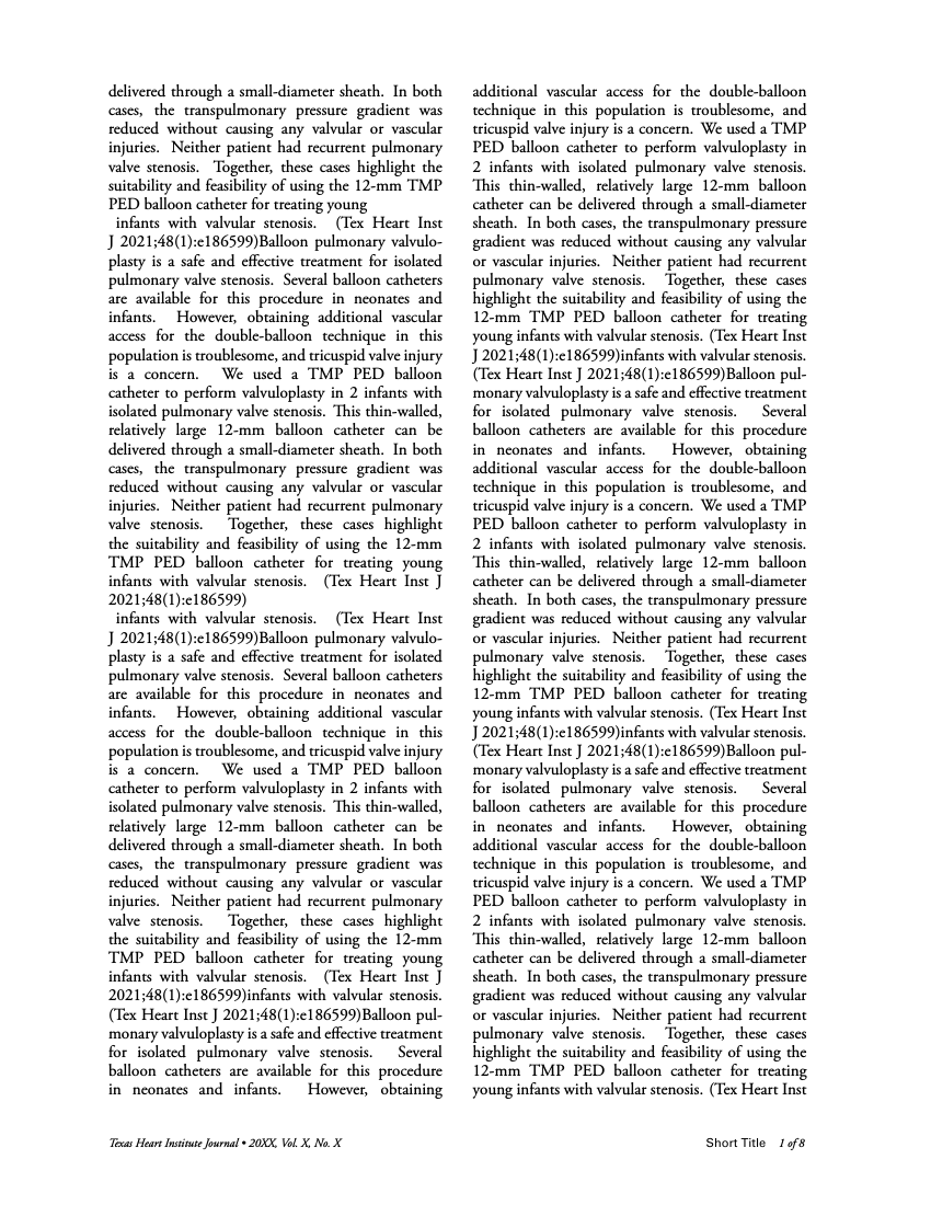 Texas Heart Institute Journal Template Texas Heart Institute