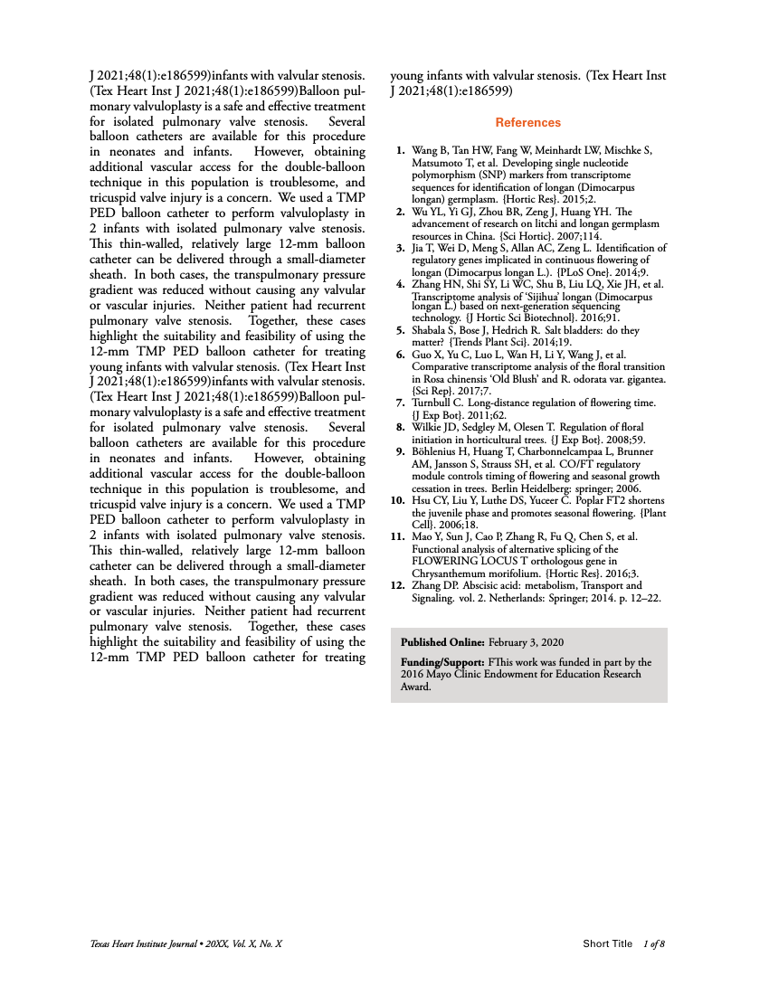 Texas Heart Institute Journal Template Texas Heart Institute