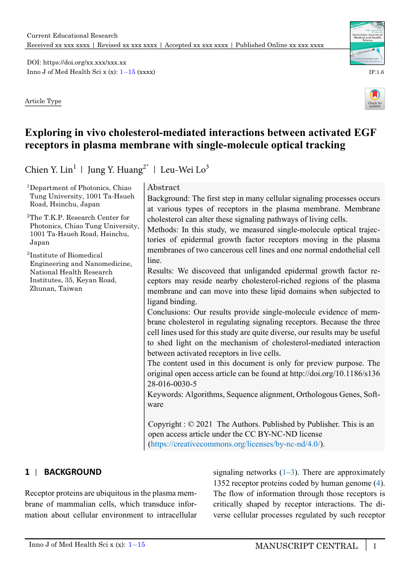 Example of Current Educational Research format