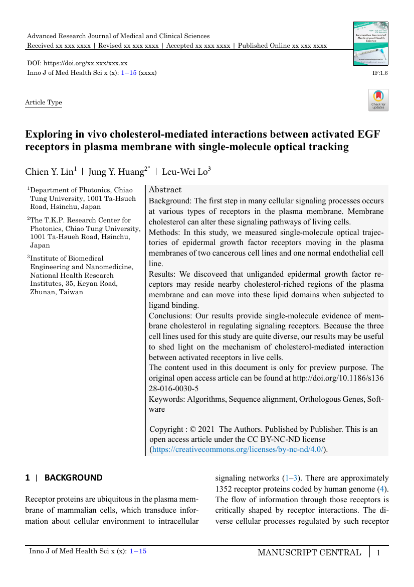 Example of Advanced Research Journal of Medical and Clinical Sciences format