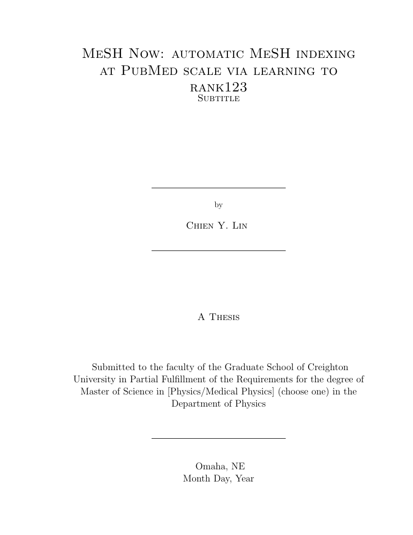Creighton University Thesis Template Creighton University