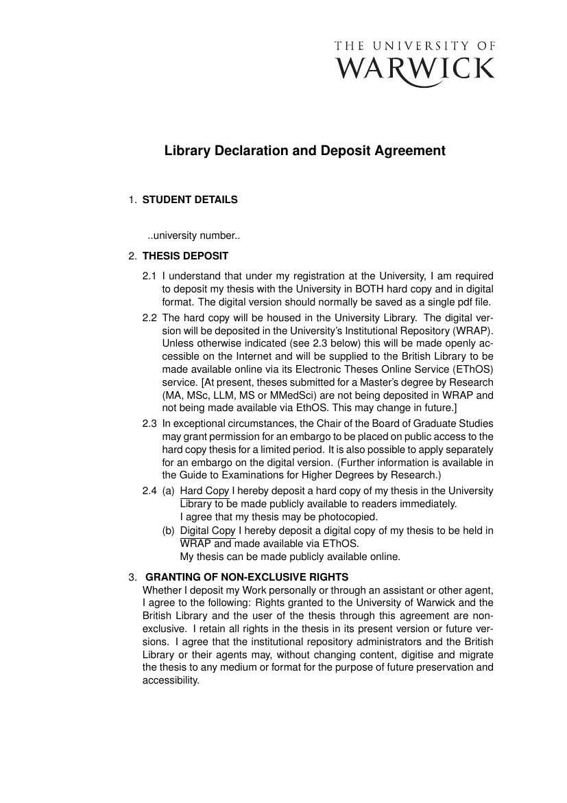 Example of Thesis Template for University of Warwick format